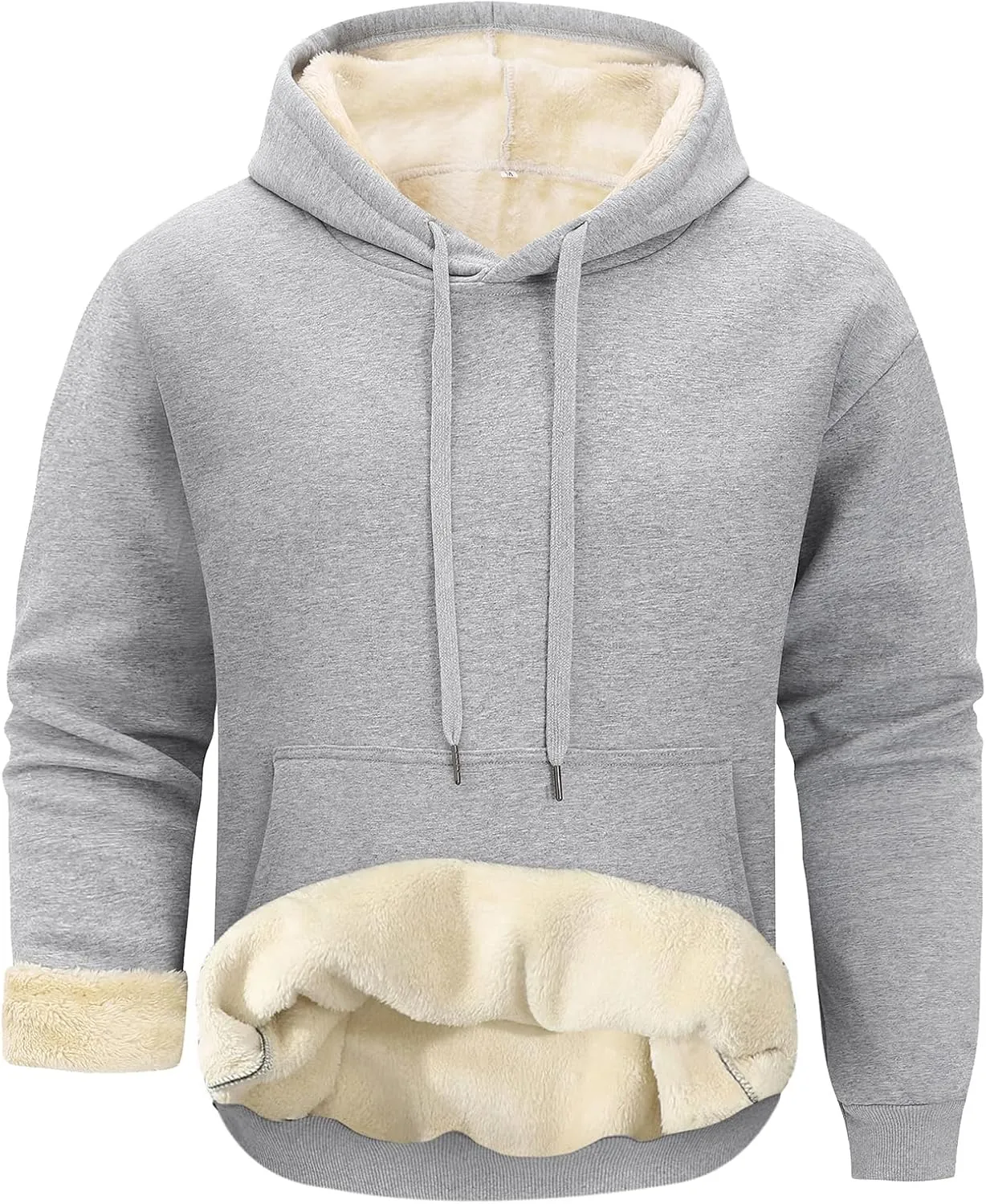 Gihuo Men's Warm Crewneck Sherpa Lined Fleece Sweatshirt Pullover Tops