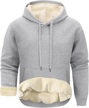 Gihuo Men's Warm Crewneck Sherpa Lined Fleece Sweatshirt Pullover Tops