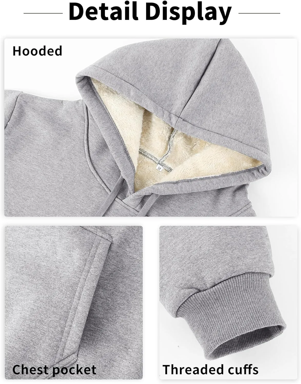 Gihuo Men's Warm Crewneck Sherpa Lined Fleece Sweatshirt Pullover Tops
