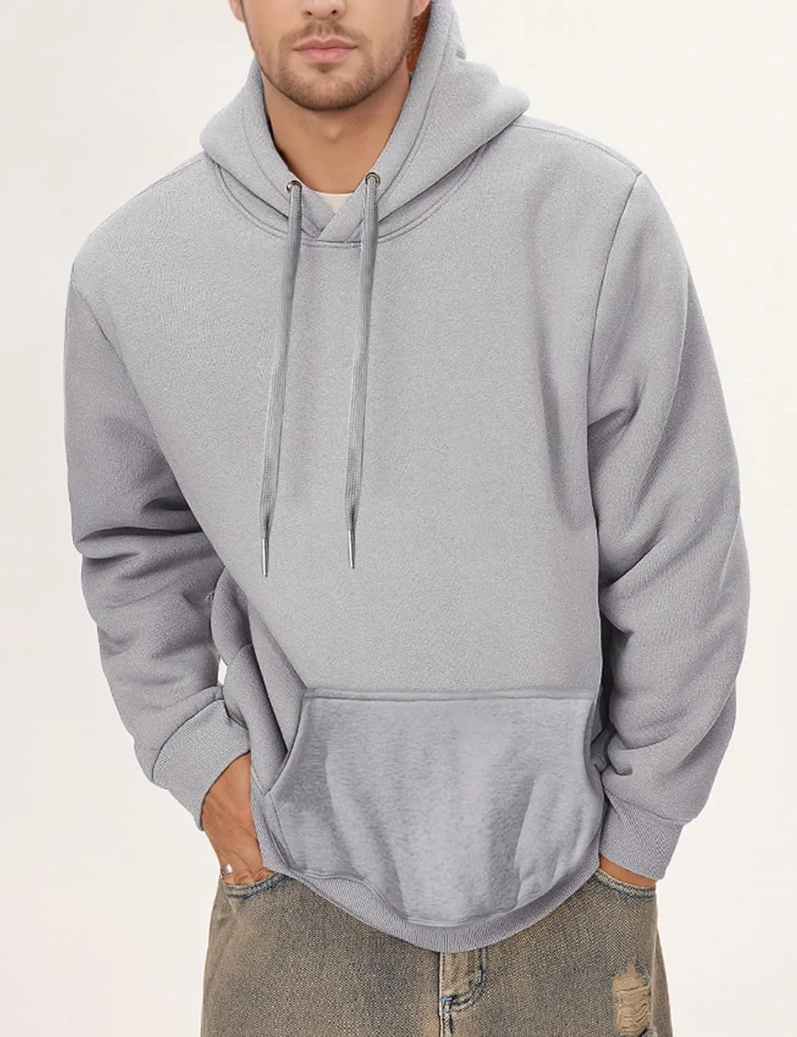 Gihuo Men's Warm Crewneck Sherpa Lined Fleece Sweatshirt Pullover Tops
