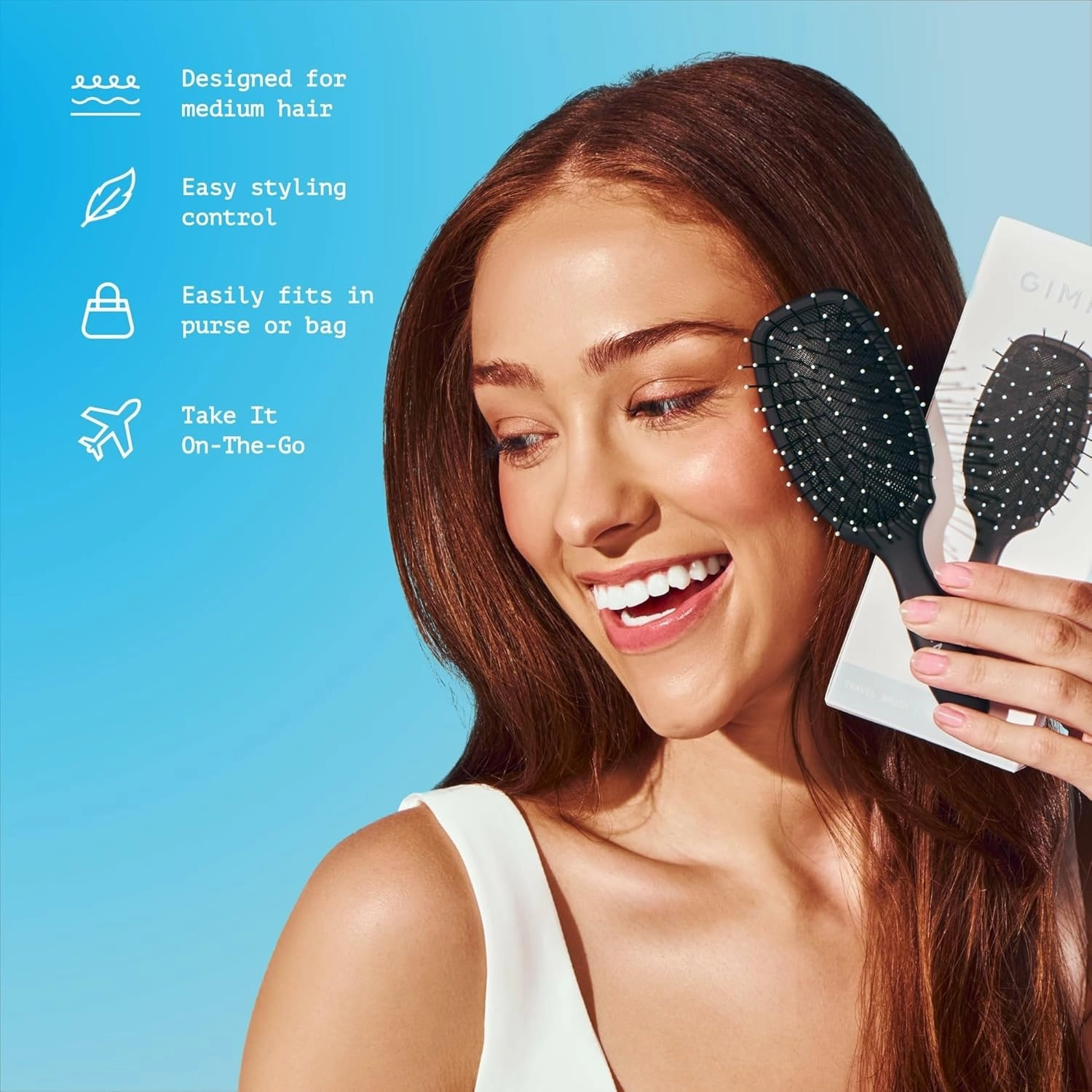 Gimme Beauty - Mini Travel Hair Brush for Fine Hair - Mini Detangler Brush with Anti-Static, Heat-Resistant & Flexible Nylon Bristles - Hair Tools for Women, Teens & Girls
