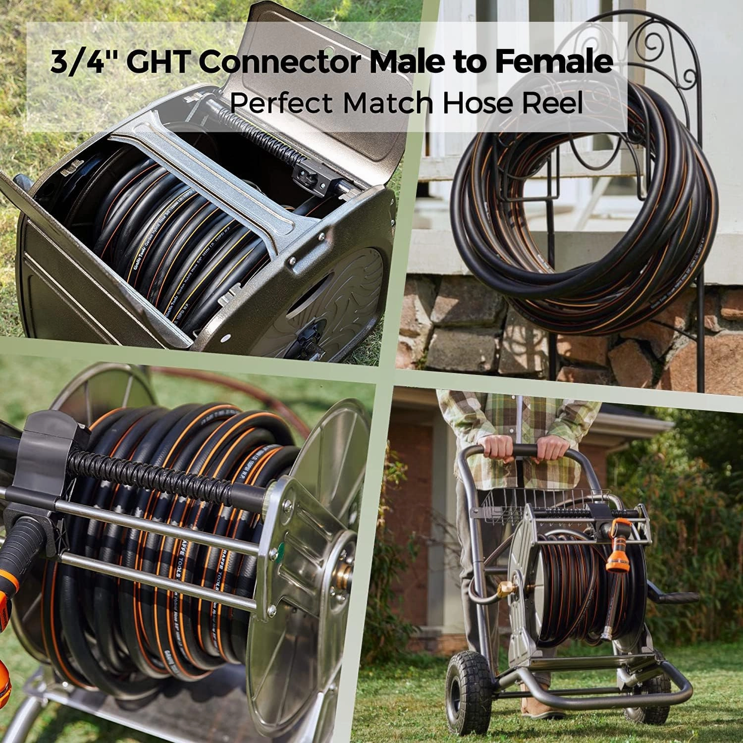 Giraffe Hybrid Garden Hose 5/8" x 75ft, Custom Length, NO Kink, Flexible, Leakproof Hose with Male to Female Fittings, 600 Burst PSI