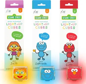 Glo Pals x Sesame Street Water-Activated Light-Up Cubes Bundle for Sensory Play - 12 Packs (Favorite Furry)