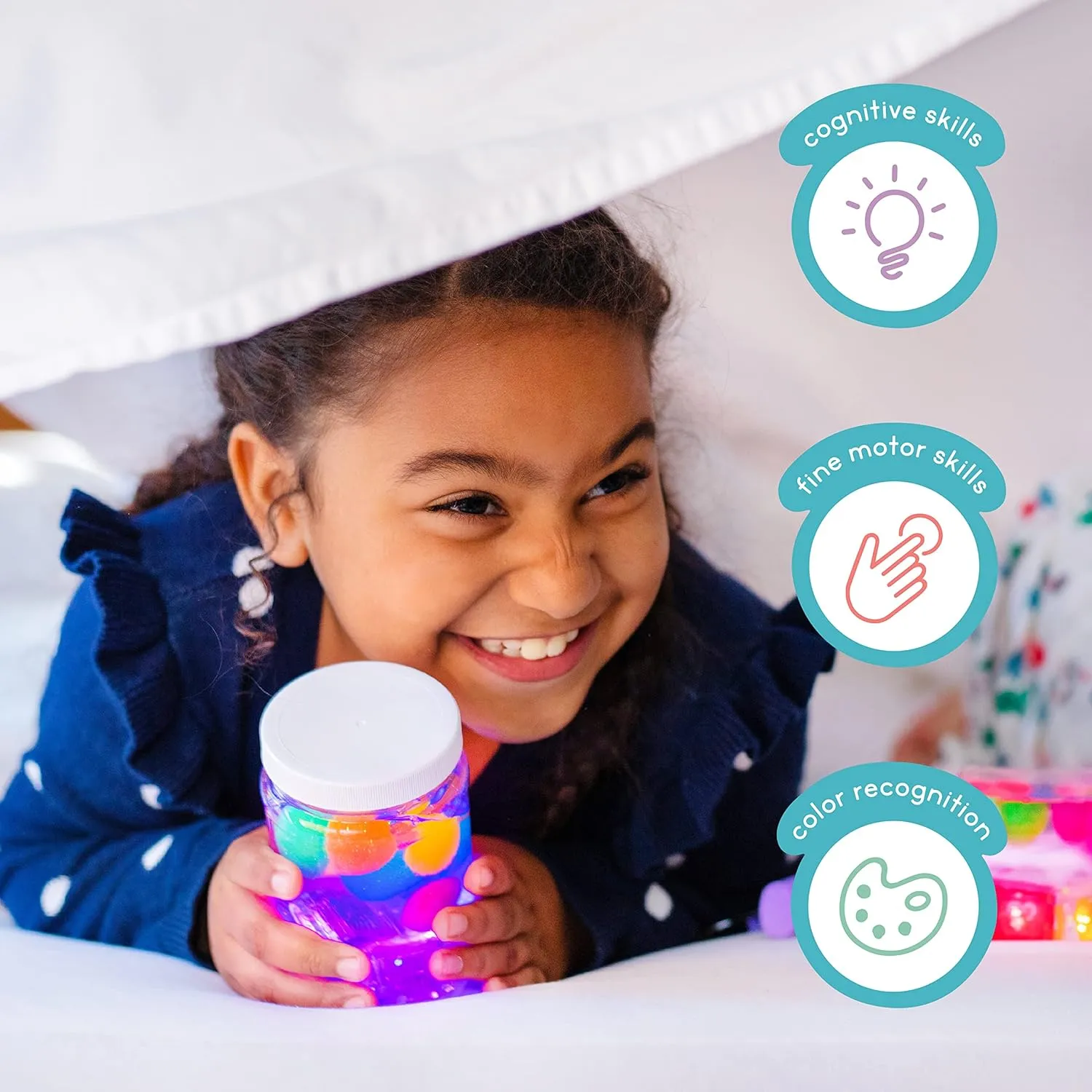 Glo Pals x Sesame Street Water-Activated Light-Up Cubes for Sensory Play (Julia - Cubes with Character)