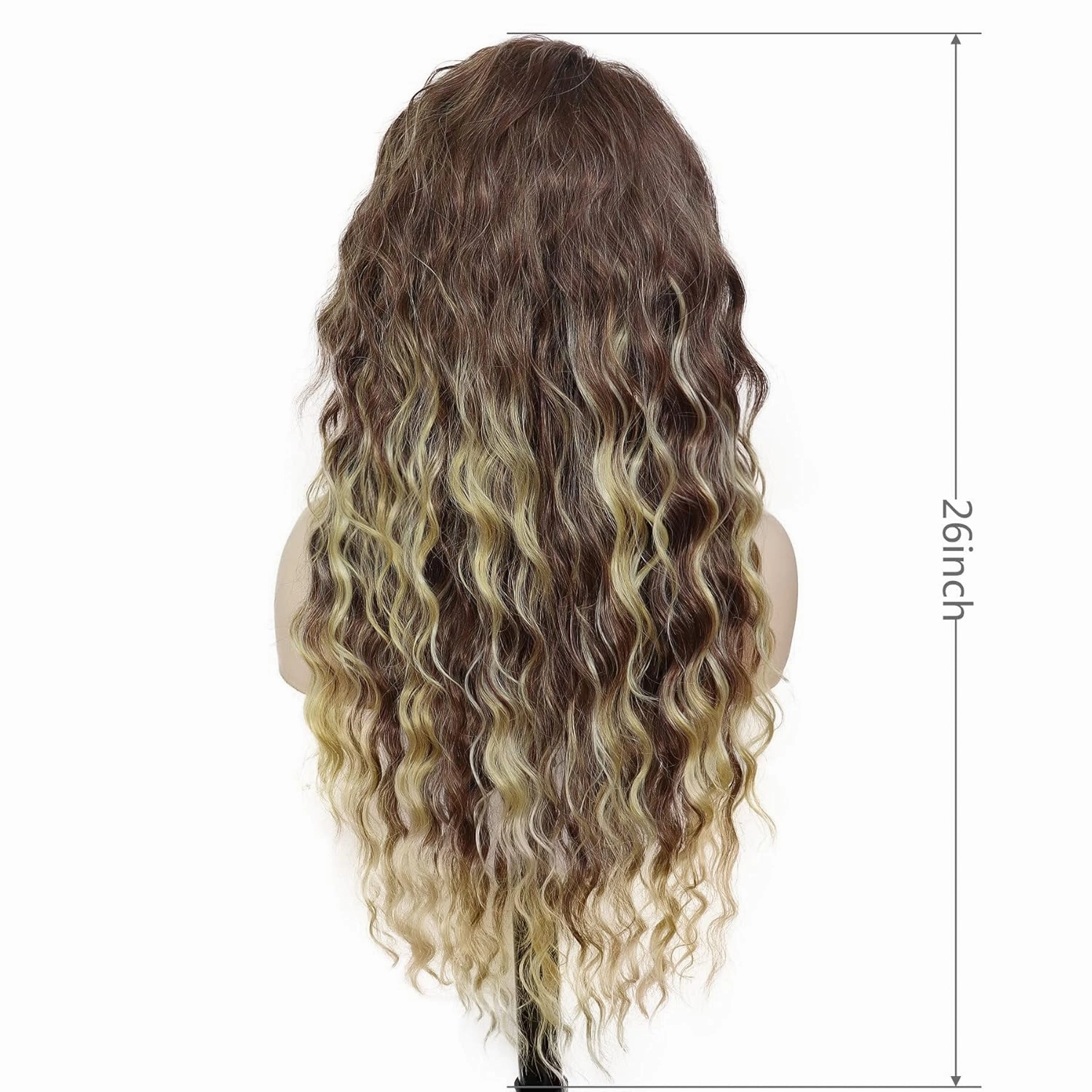 GNIMEGIL 26 inch Long Curly Wigs for Women Synthetic Hair Brown Mixed Blonde Wig with Highlights Mixed Color Wig Soft Natural Wave Wigs for Daily Carnival Party Halloween Costume 80s Cosplay
