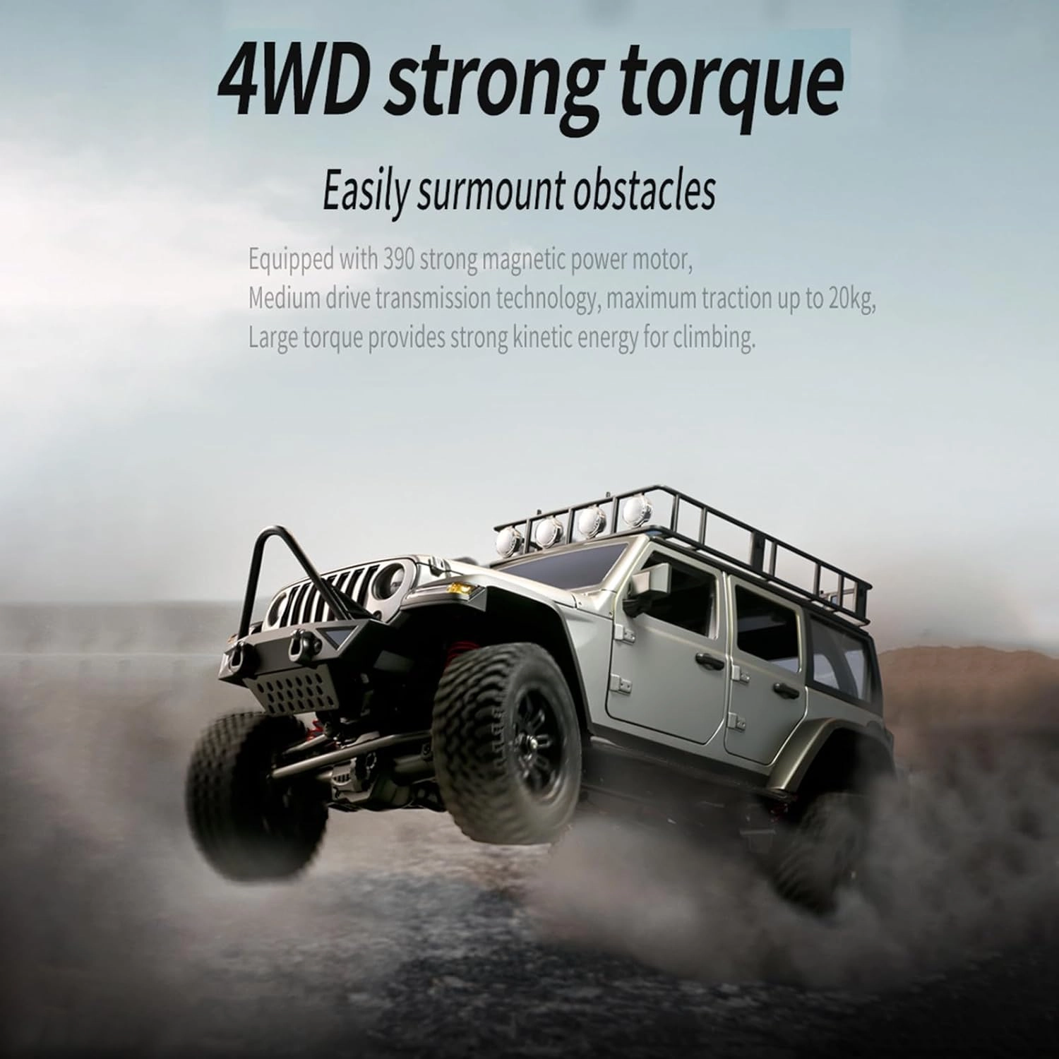 GoolRC RC Crawler, 1:12 Scale 4WD Remote Control Car, Off-Road Truck with Lights, 2.4Ghz RC Rock Crawler 4x4 All Terrain Car Kids Toy with 2 Battery