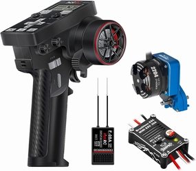 GOUPRC Racing RC Transmitter 8 Channels 2.4GHz and Receiver with 2204 2400KV Brushless Outrunner Transmission Motor & 30A Brushless Esc for SCX24 RC Crawler Axial 1/24 RC Car Crawler Blue