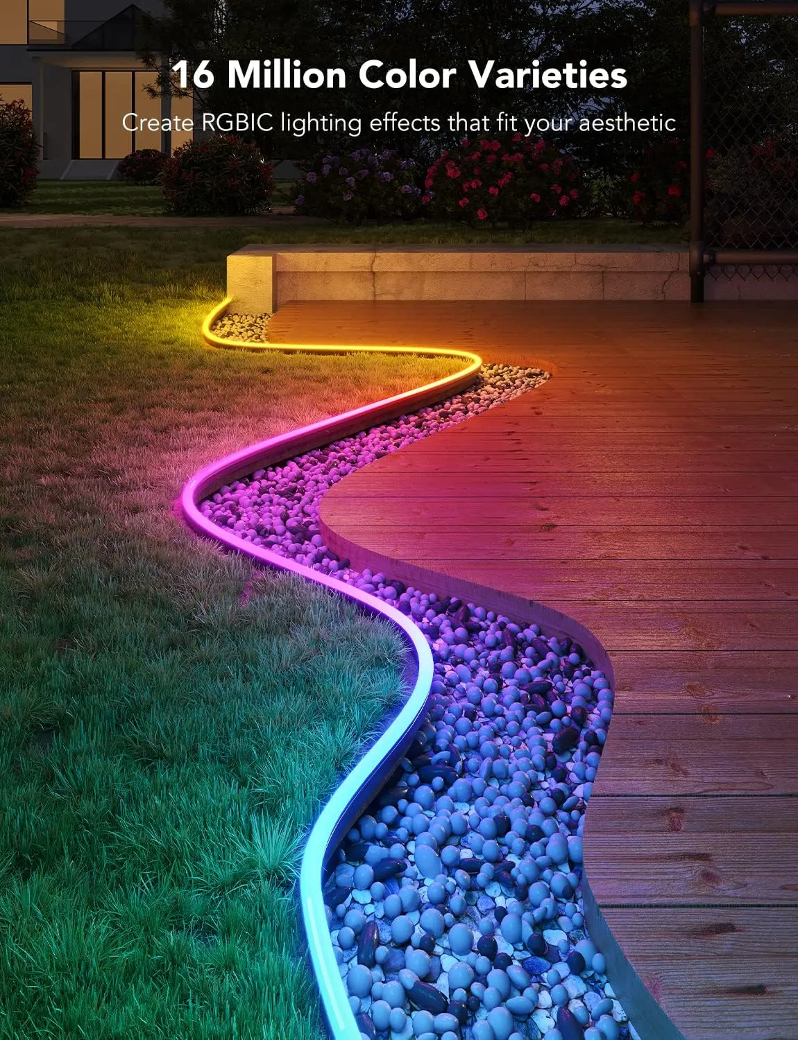 Govee Outdoor Neon Rope Lights, 32.8ft RGBIC IP67 Waterproof Patio Decorations with 64 Scene Modes, Music Sync, Flexible LED Outdoor Lights, Neon Lights Work with Alexa, Google Assistant
