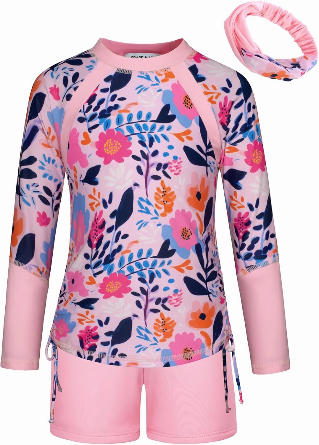 GRACE KARIN Girls Swimsuit Long Sleeve Rashguard Set 2-Piece Bathing Suit 6-12Y