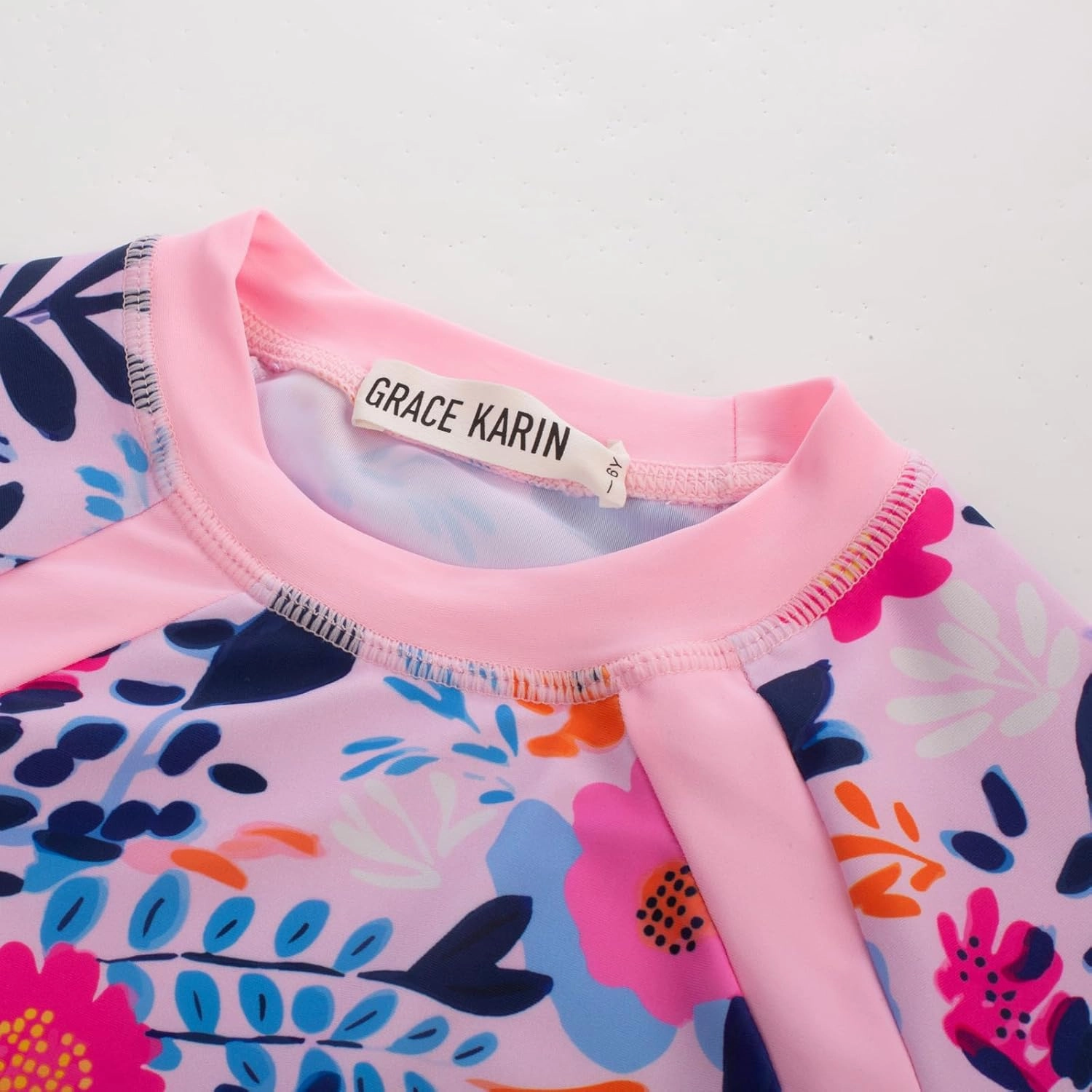 GRACE KARIN Girls Swimsuit Long Sleeve Rashguard Set 2-Piece Bathing Suit 6-12Y