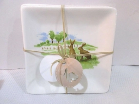 Graces TEAWARE Easter Bunny Rabbits Bread Appetizer Plates Set of 2 PICKQTY