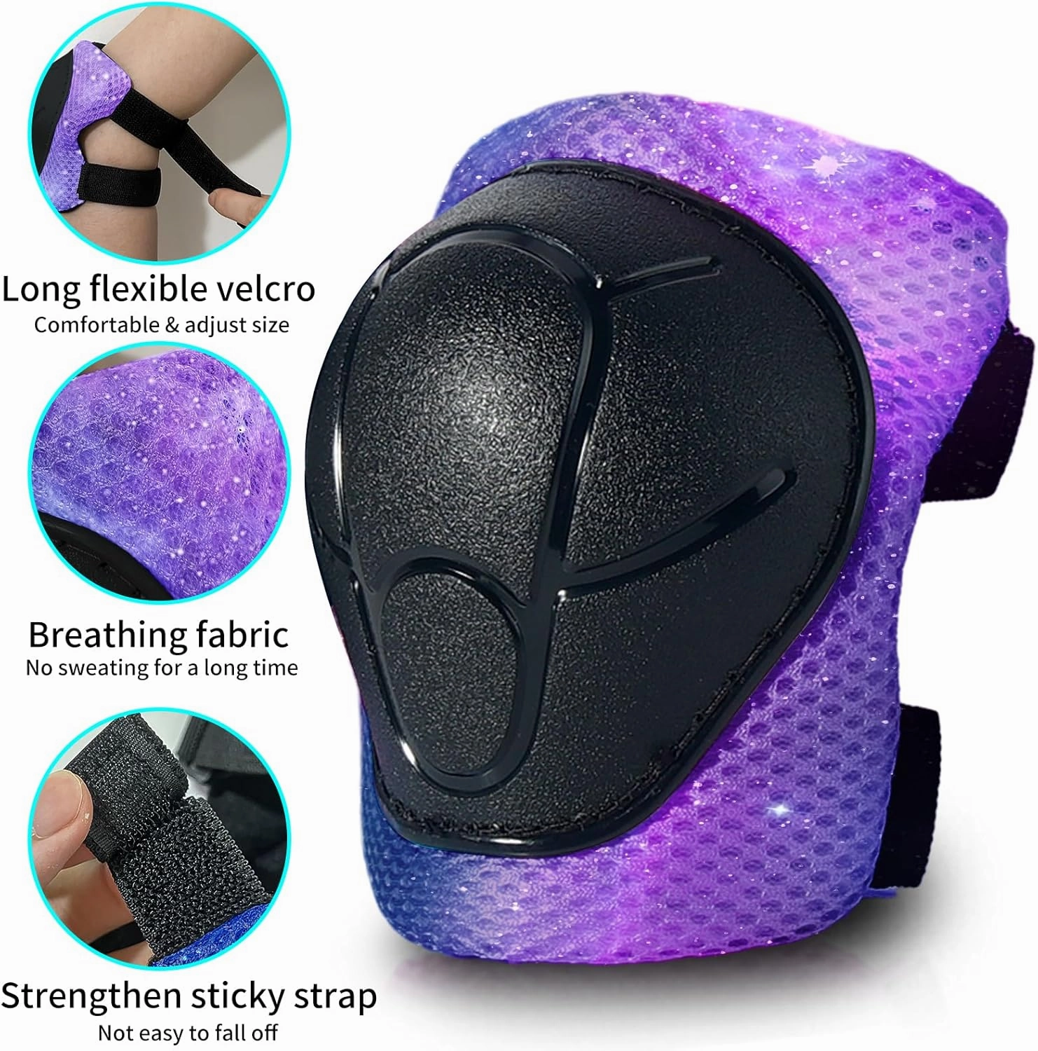 Gradient Color Kids Protective Gear Set Knee Pads for Kid 2-14 Years,W/ Adjustable Strap Kids/Youth Knee Pads Elbow Pads Wrist Guards Set for Inline Roller Skates,Cycling,BMX Bike,Skateboard,Scooter