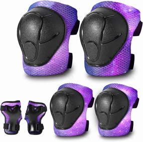 Gradient Color Kids Protective Gear Set Knee Pads for Kid 2-14 Years,W/ Adjustable Strap Kids/Youth Knee Pads Elbow Pads Wrist Guards Set for Inline Roller Skates,Cycling,BMX Bike,Skateboard,Scooter