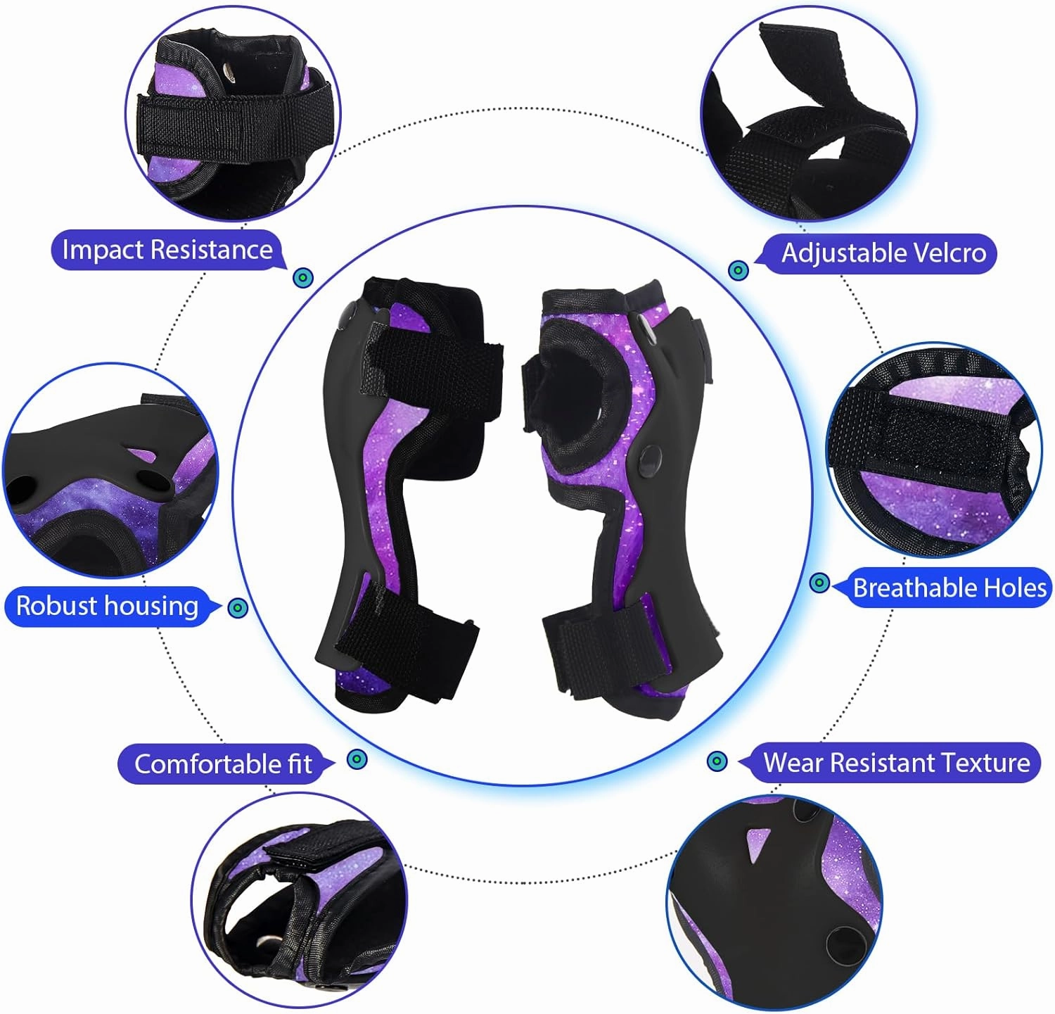 Gradient Color Kids Protective Gear Set Knee Pads for Kid 2-14 Years,W/ Adjustable Strap Kids/Youth Knee Pads Elbow Pads Wrist Guards Set for Inline Roller Skates,Cycling,BMX Bike,Skateboard,Scooter