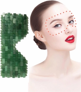 Green Aventurine Eye Mask Set Natural Jade Crystal Eye Relax Sleeping Mask Facial Roller Gua Sha Massage,type 03