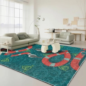 Green Boho Snake Runner Rugs for Kitchen Bedroom Hallway 2×6ft Washable Animal Snake Area Rug Non Skid Indoor Home Decor Floor Mats