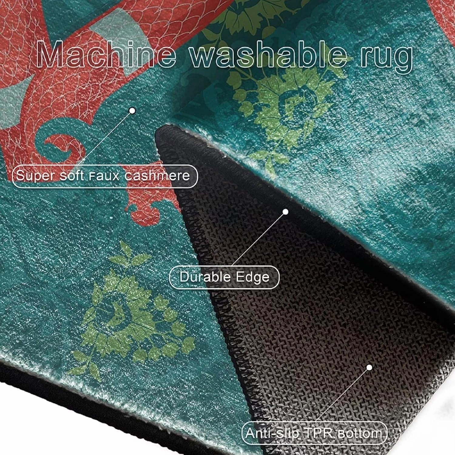 Green Boho Snake Runner Rugs for Kitchen Bedroom Hallway 2×6ft Washable Animal Snake Area Rug Non Skid Indoor Home Decor Floor Mats