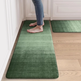 Green Kitchen Mat, Set of 2, 17.3" x 47"   17.3" x 29", Anti-Fatigue, Non-Slip, Waterproof