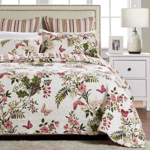 Greenland Home 100% Cotton Fashion Quilt Collection, Prewashed, Reversible Quilt Set, 2-Piece Twin/XL, Butterflies