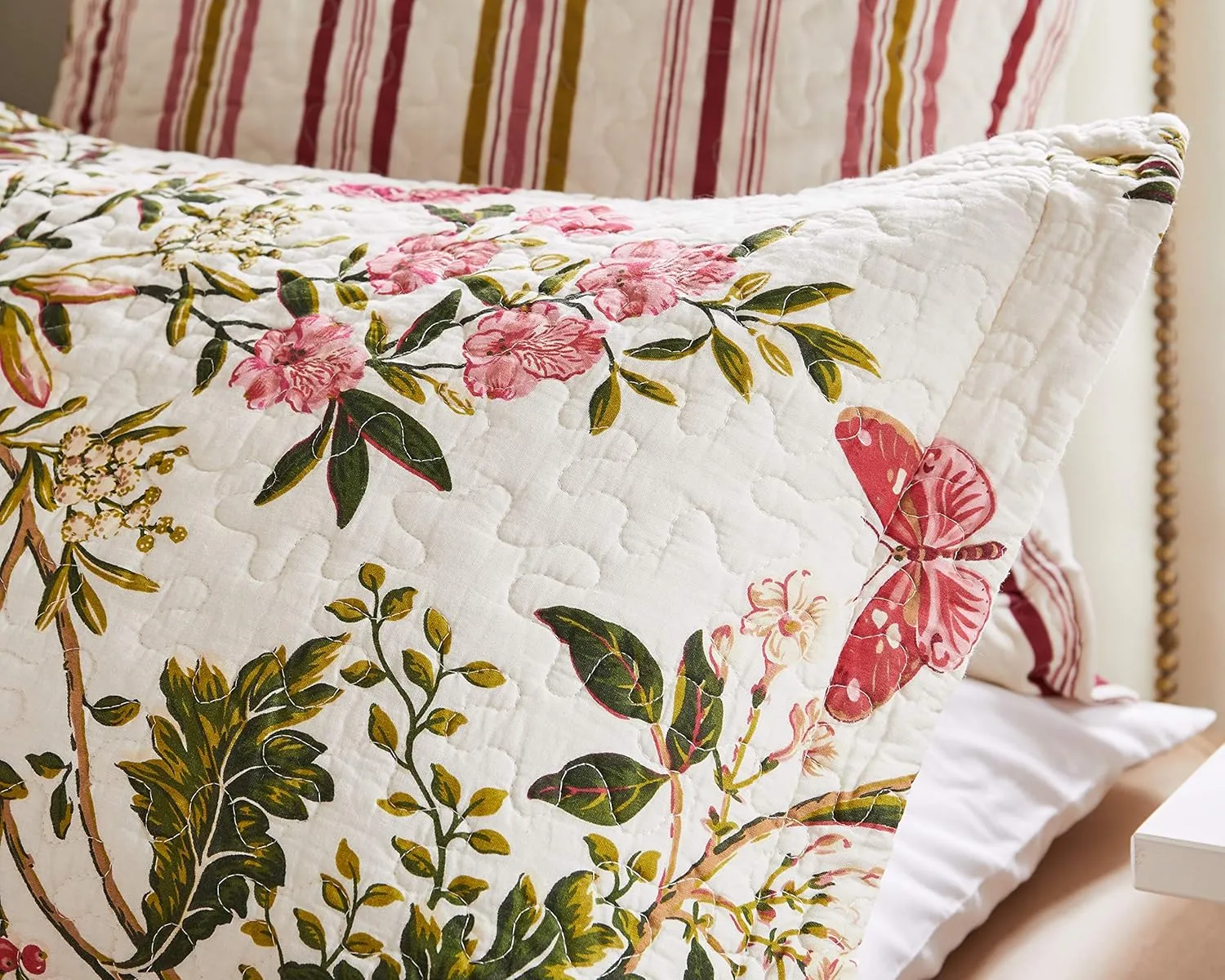 Greenland Home 100% Cotton Fashion Quilt Collection, Prewashed, Reversible Quilt Set, 2-Piece Twin/XL, Butterflies