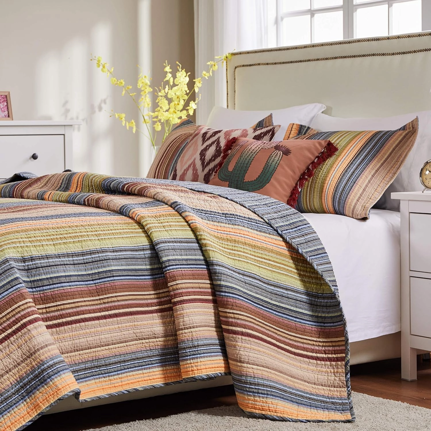 Greenland Home 100% Cotton Fashion Quilt Collection, Prewashed, Reversible Quilt Set, 2-Piece Twin/XL, Katy