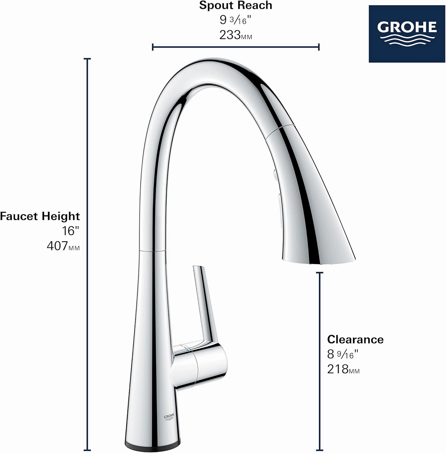GROHE 30205DC2 Zedra Touchless Pull-Down Kitchen Faucet Supersteel (Stainless Steel)