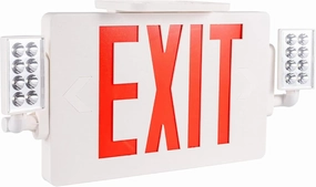 GRUENLICH LED Combo Exit Sign, Emergency Light with 2 Adjustable Heads and Double Face, Back Up Batteries- US Standard Red Letter EXIT, UL 924 Qualified, 120-277 Voltage, 1-Pack