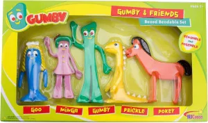Gumby & Friends Action Figure Boxed Set Multicolor Gumby Toy Gift Flexible and Poseable Gumby Gift for Kids Gumby Toy Durable Classic Toy Set