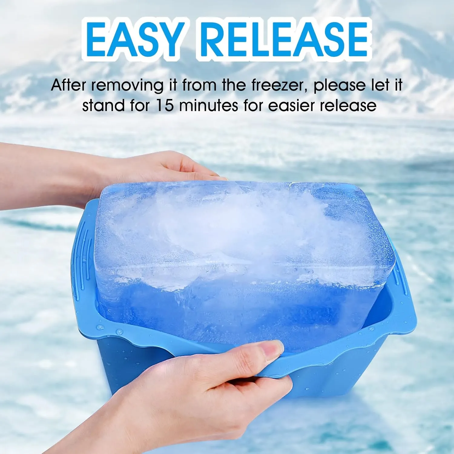 Haldane 6PCLarge Ice Cube Molds 38LB Ice Bath Water Chiller Giant Ice Block Molds Silicone Ice Block Maker For Home, Thicker Big Ice Cube Tray Reusable Athletes Cold Plunge Accessories,Blue Orange