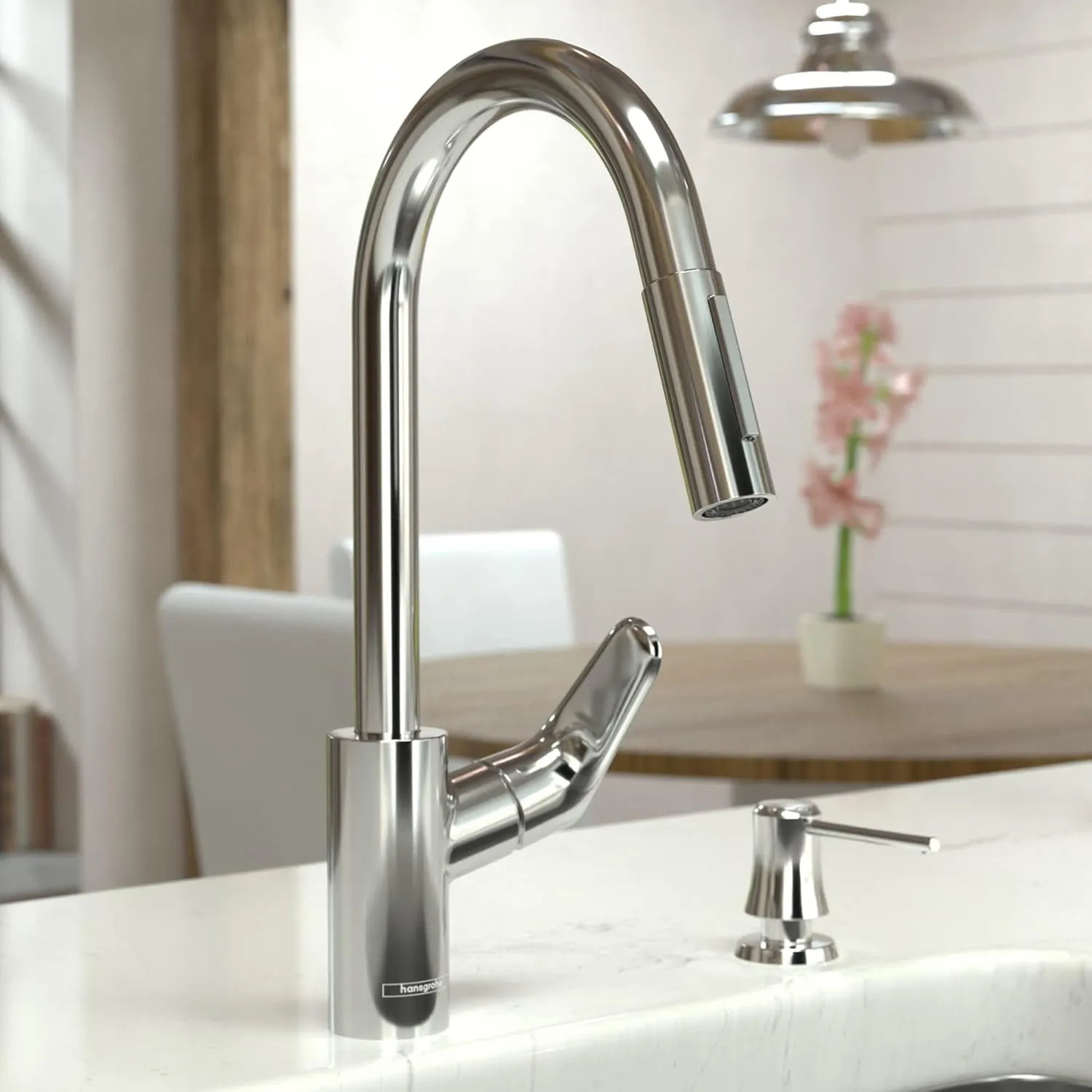 hansgrohe Focus Black High Arc Kitchen Faucet, Kitchen Faucets with Pull Down Sprayer, Faucet for Kitchen Sink, Magnetic Docking Spray Head, Brushed Black Chrome 04505340