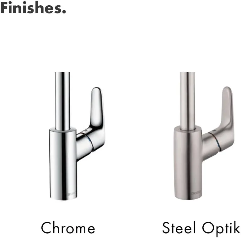 hansgrohe Focus Stainless Steel High Arc Kitchen Faucet, Kitchen Faucets with Pull Down Sprayer, Faucet for Kitchen Sink, Magnetic Docking Spray Head, Stainless Steel Optic 04505800, 1.75