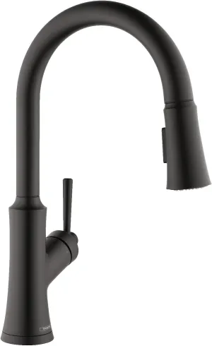 hansgrohe Joleena Black High Arc Kitchen Faucet, Kitchen Faucets with Pull Down Sprayer, Faucet for Kitchen Sink, Matte Black 04793670