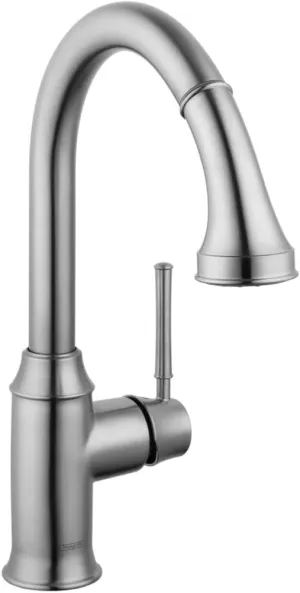 hansgrohe Talis C Stainless Steel High Arc Kitchen Faucet, Kitchen Faucets with Pull Down Sprayer, Faucet for Kitchen Sink, Magnetic Docking Spray Head, Stainless Steel Optic 04215800