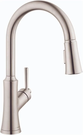 hansgrohe Joleena Stainless Steel High Arc Kitchen Faucet, Kitchen Faucets with Pull Down Sprayer, Faucet for Kitchen Sink, Stainless Steel Optic 04793800, 15.8-Inches Tall