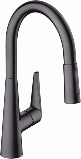 hansgrohe Talis S Black High Arc Kitchen Faucet, Kitchen Faucets with Pull Down Sprayer, Faucet for Kitchen Sink, Magnetic Docking Spray Head, Brushed Black Chrome 72813341