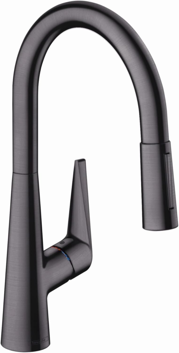 hansgrohe Talis S Black High Arc Kitchen Faucet, Kitchen Faucets with Pull Down Sprayer, Faucet for Kitchen Sink, Magnetic Docking Spray Head, Brushed Black Chrome 72813341