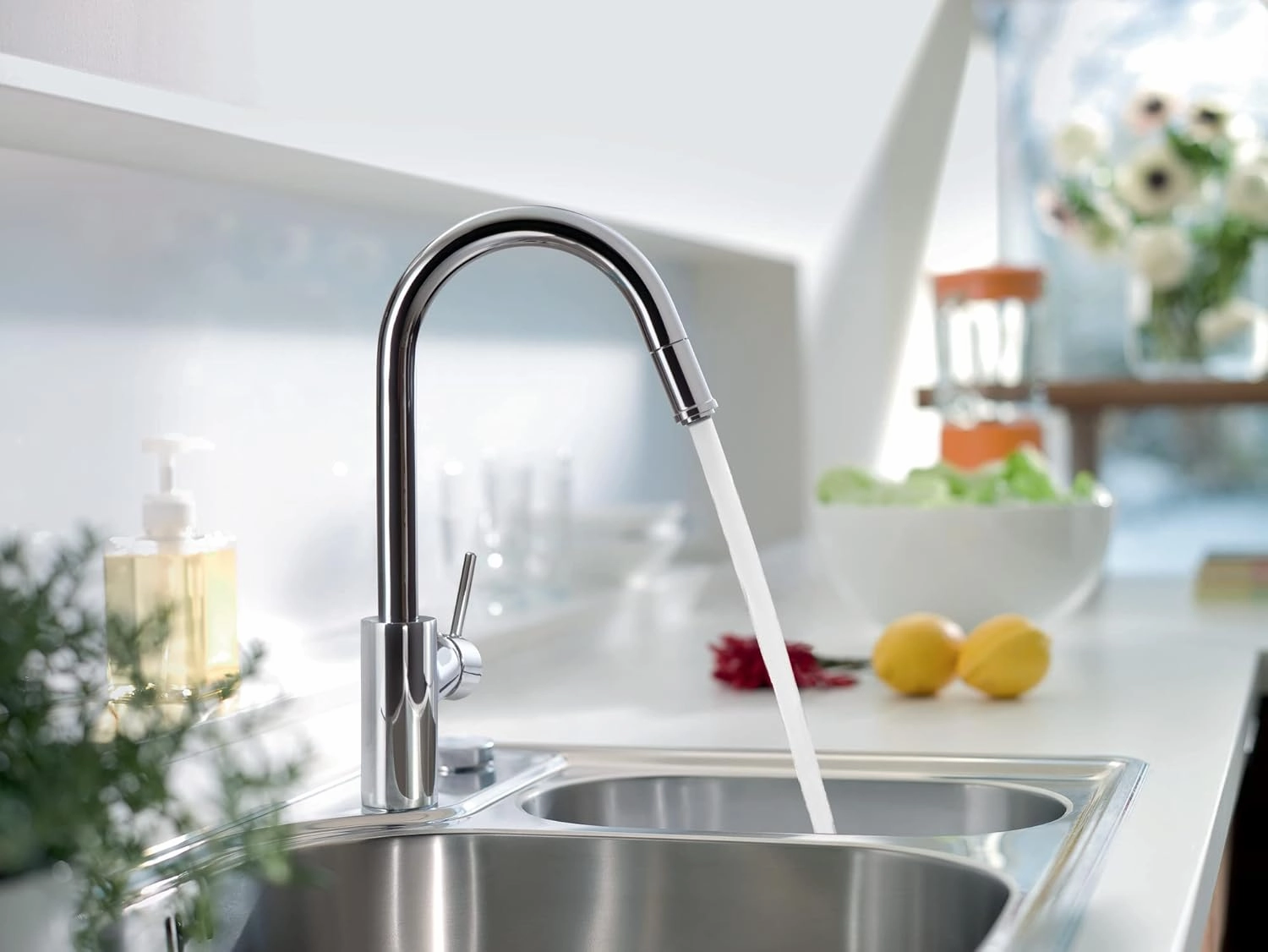hansgrohe Talis S² Brushed Nickel High Arc Kitchen Faucet, Kitchen Faucets with Pull Down Sprayer, Faucet for Kitchen Sink, Magnetic Docking Spray Head, Polished Nickel 14872831
