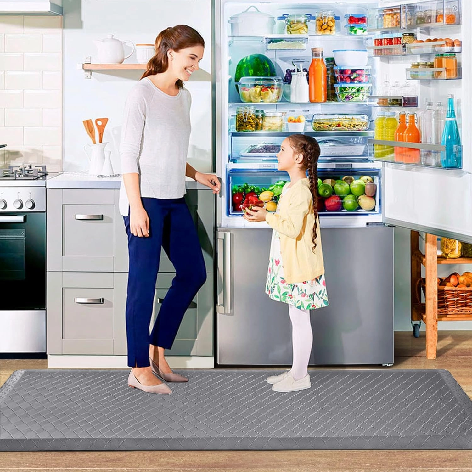 HappyTrends Anti-Fatigue Floor Mat - 4/5 Inch Thick, Waterproof Non-Slip, Heavy Duty Ergonomic Comfort Rug for Kitchen, Office, Sink, Laundry (22"x72", Gray)