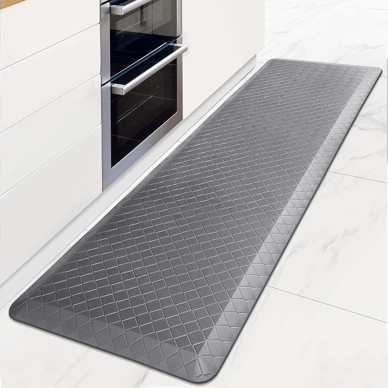 HappyTrends Anti-Fatigue Floor Mat - 4/5 Inch Thick, Waterproof Non-Slip, Heavy Duty Ergonomic Comfort Rug for Kitchen, Office, Sink, Laundry (22"x72", Gray)