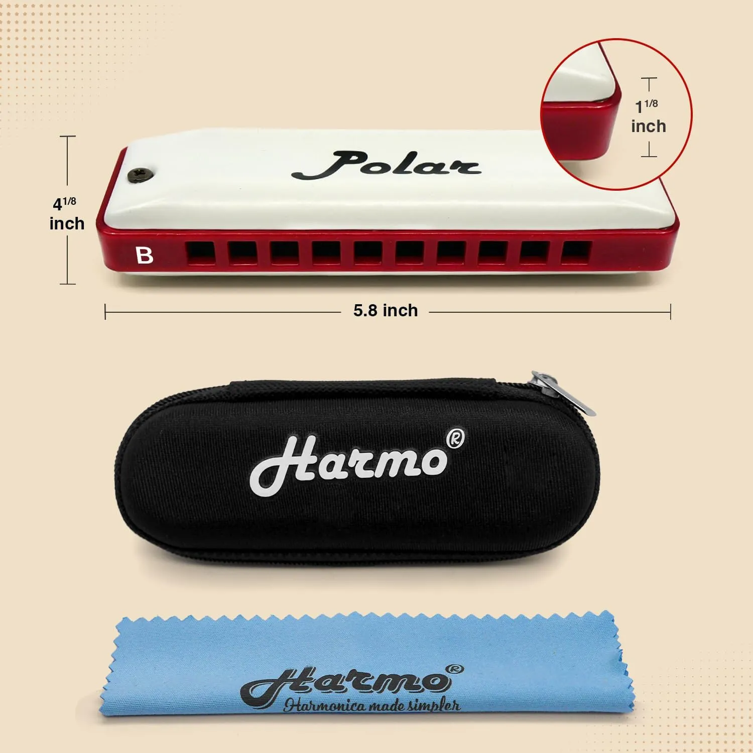 Harmo Polar Natural Minor Harmonica Key of B - Specialized for Natural Minor Blues, Jazz, Rock, Folk, & Pop, Mouth Organ With Case, Phosphor Bronze Reeds, Harmonica for Beginners & Professionals