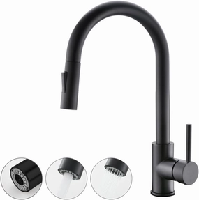 Havin Black Kitchen Faucet with Pull Down Sprayer, High Arc Stainless Steel Material, with cUPC Ceramic Cartridge,Without Deck Plate,Fit for 1 Kitchen Sink or Laundry Sink,Matte Black