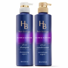 HB Purple Shampoo & Conditioner Set with Biotin for Grey Hair – Anti-Brass, Moisturizing, Color-Safe, Enhances Silver Shine, Neutralizes Yellow Tones – 12.8 fl oz Each, 2-Pack