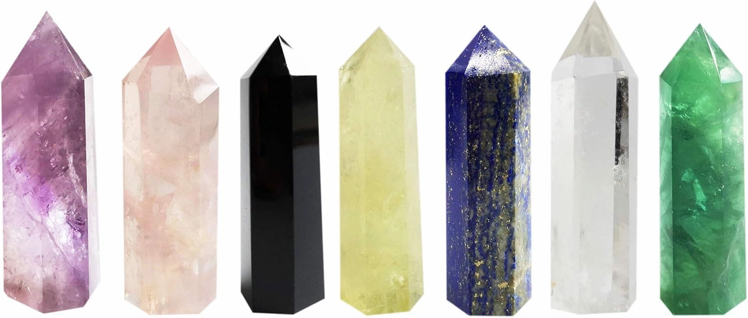 Healing Crystal Wands Point Faceted Prism Bars for Reiki Chakra Meditation Therapy Deco