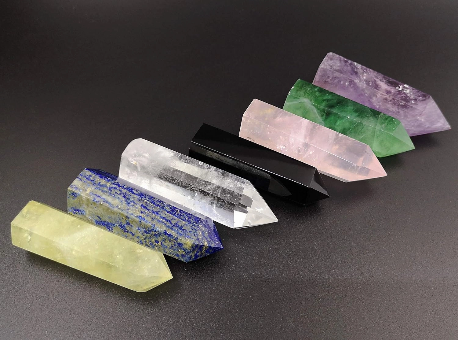 Healing Crystal Wands Point Faceted Prism Bars for Reiki Chakra Meditation Therapy Deco