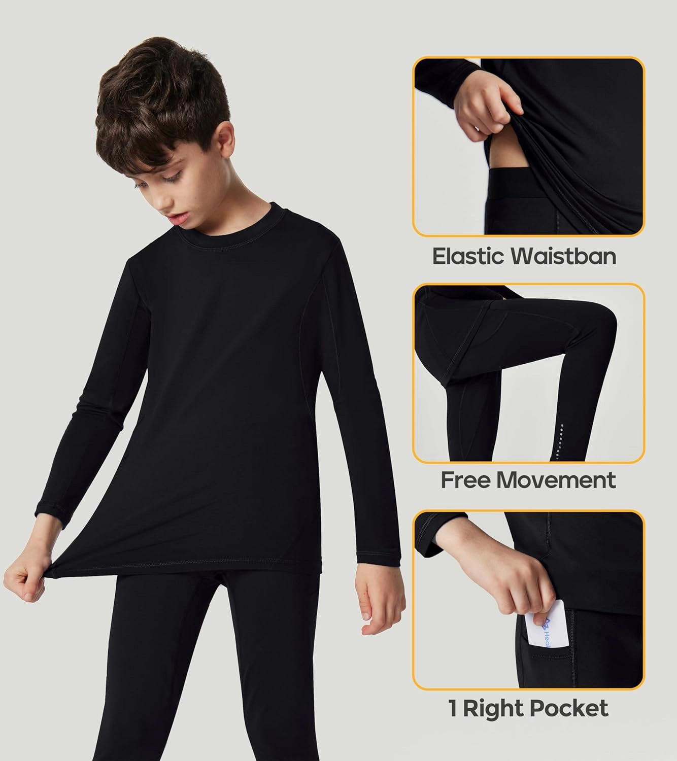 Heathyoga Thermal Underwear for Kids Thermal Set Fleece Lined Base Layer Boys Long Johns Winter Clothes for Girls