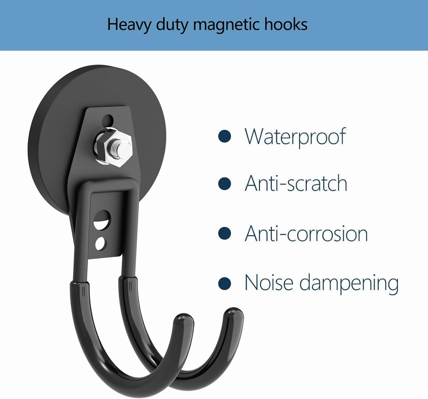 Heavy Duty Magnetic Hooks, Super Strong Garage Magnet Hooks, Magnetic Cable/Tool Holder with Anti-Slip Coating for Horse Trailer Indoor & Outdoor Hanging(4Pack)