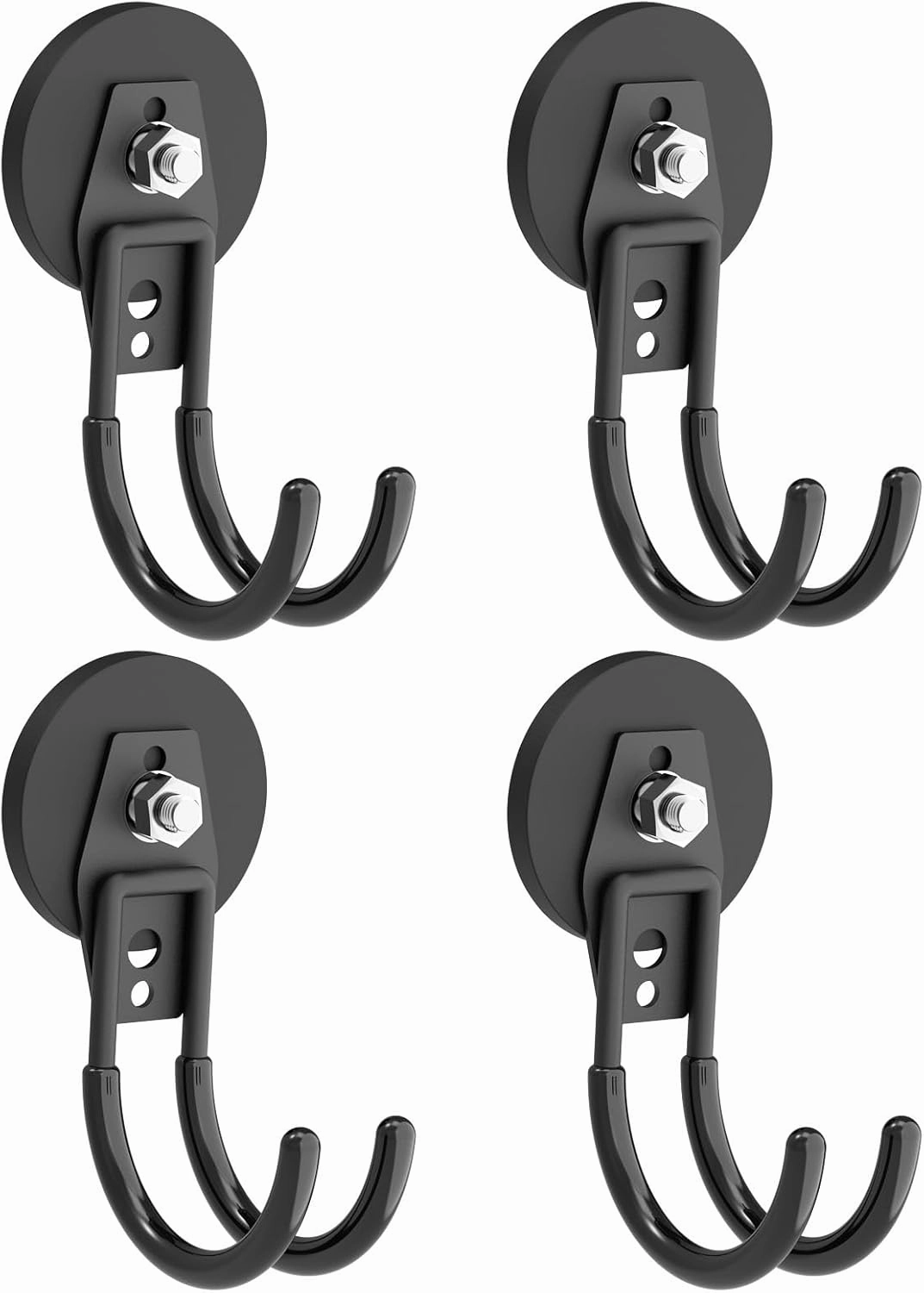 Heavy Duty Magnetic Hooks, Super Strong Garage Magnet Hooks, Magnetic Cable/Tool Holder with Anti-Slip Coating for Horse Trailer Indoor & Outdoor Hanging(4Pack)