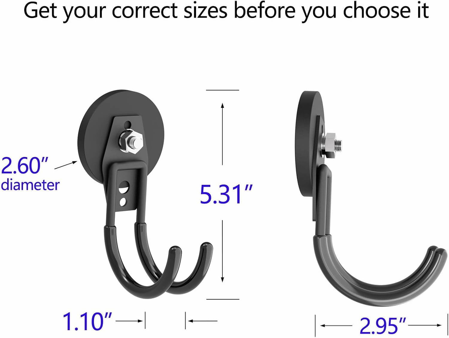 Heavy Duty Magnetic Hooks, Super Strong Garage Magnet Hooks, Magnetic Cable/Tool Holder with Anti-Slip Coating for Horse Trailer Indoor & Outdoor Hanging(4Pack)