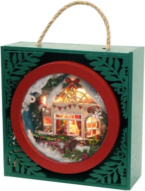 Helixsun DIY Miniature House Kit,Christmas 3D DIY Handmade Assembly Miniature Art Cottage Model Kit, Toy (Hollow Version)