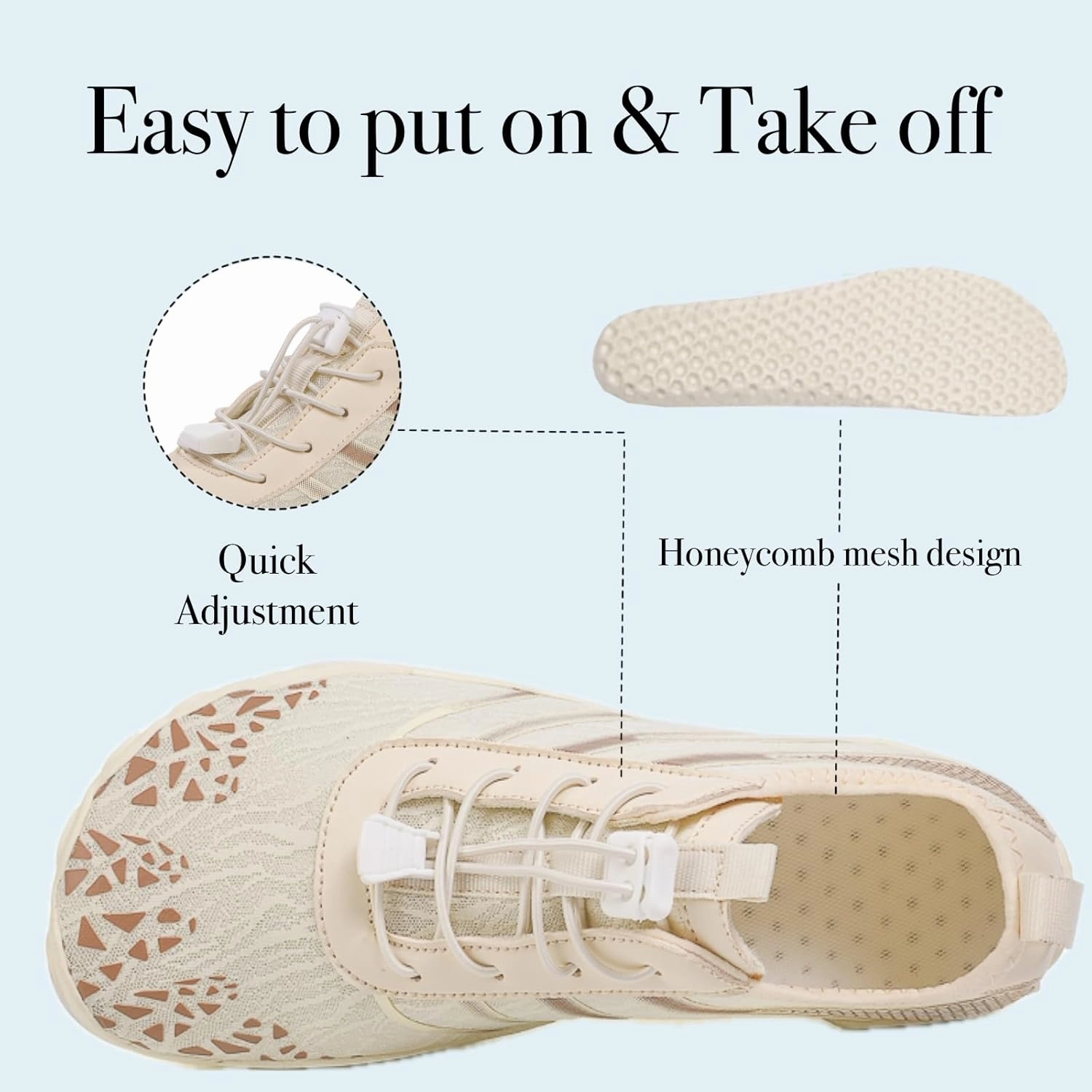 Hike Barefoot Water Shoes for Women Men, Barefoot Shoes with Wide Toe Box, Non-Slip & Quick Dry Breathable Aqua Socks for Beach Pool Aqua Swim Surf Hiking Walking Shoes